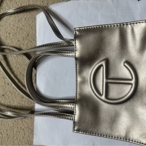 Telfar silver bronze purse